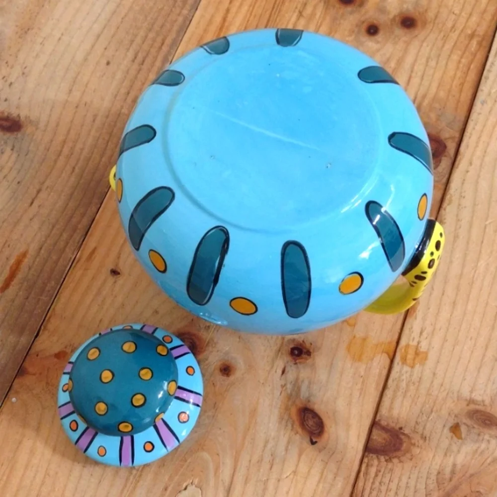 Hand Painted Large Ceramic Polka Dot Tea Pot